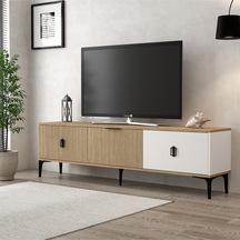 3802 Neva Tv Ünitesi 180 Cm Kapaklı Yunus - Beyaz - Sepet Tv Sehpası Yunus - Sepet - Beyaz Sarı