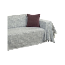 Purecot Premium Pamuklu Püsküllü Koltuk Örtüsü 180x300 Large Çift Taraflı Terletmez, Kaymaz Antrasit Çok Renkli