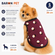 Köpek Tişörtü S Beden Boyun Çapı 26 Cm Puantiye Desenli Kolsuz Atlet - Bordo
