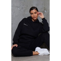 Established Eşofman Takımı Sweatshirt Jogger - Siyah Baskılı Oversize Şardonlu Kapüşonlu Lastik Paç Siyah Established Eşofman Takımı Sweatshirt Jogger - Siyah Baskılı Oversize Şardonlu Kapüşonlu Lastik Paç Siyah