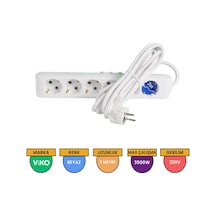 Viko Multi-let 6'lı Grup Priz Topraklı Çocuk Korumalı 3 Metre Beyaz - 90113603