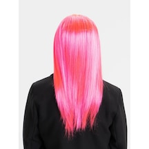 Koyu Pembe Renk Uzun Düz Peruğu 60 Cm Yetişkinler İçin