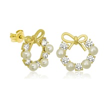 Himarry 925 Ayar Gümüş İnci Kurdele Çivili Kadın Küpe 1.50 CM-Gümüş