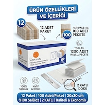 My Venus Z Katlama Dispenser Havlu Peçete, 20x20 Cm, 12 Paket 1200 Adet , 2 Katlı Kağıt Havlu - %100 Selüloz