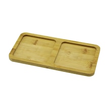 2 Bölmeli Dikdörtgen Ahşap Bambu Yağdanlık Altlık Mini Tepsi 20x10x0.8cm 5468 Çok Renkli