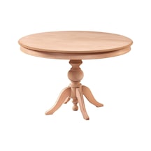 Evimeaksesuar 110 Cm Baba Ayaklı Yuvarlak Sabit Masa Ahşap Ham&Cilasız