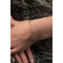 14 Ayar Altın Omega Kilit Detaylı Ataç Bileklik Beyaz Altın