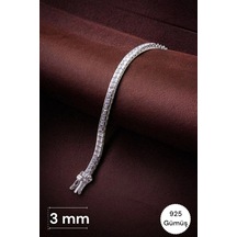 Modagümüşevi 925 Ayar Gümüş Su Yolu Kadın Bileklik Kare Kesim 3 Mm