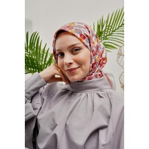 Afvente Çiçek Desen Pembe Soft Pamuk Eşarp