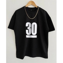 Startmore Erkek Siyah 30 Baskılı Oversize Bisiklet Yaka Kısa Kollu T-shirt Siyah