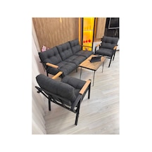 Houseart Balkon, Bahçe,teras,cafe - Salon - Metal Kanepe Koltuk Takımı - 3 1 1 Sehpa Antrasit