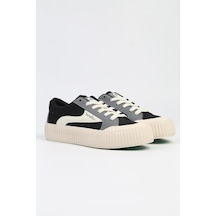 Benetton Bnı-10105 Siyah Beyaz-ithal Kadın Platform Topuk Spor Ayakkabı 001