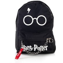 Siyah Harry Potter Hogwarts Piercing Zincirli Sırt Okul Çantası