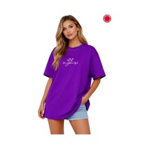 Unisex Oversize Mor Tişört Be You Tiful Baskılı %100 Pamuk Salaş T-shirt Kadın Erkek Streetwear Mor