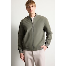 Defacto Slim Fit Bomber Yaka Fermuarlı Mont H1540ax26aukh398 Haki-kh398
