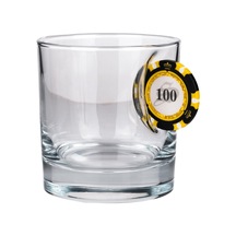 Poker Çip Tasarımlı Viski Bardağı, 300cc, Şeffaf Cam Diğer