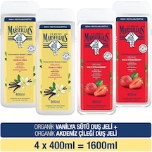 Le Petit Marseillais Organik Vanilya Sütü Duş Jeli 400 ml x2 + Akdeniz Çileği Duş Jeli 400 ml x2