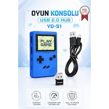 Retro Oyun Konsolu Usb Hub Dağıtıcı 2.0 Usb + Type-c Port Çoğaltıcı Yd51 Lacivert