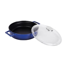 Lava Döküm Çok Amaçlı Yayvan Tencere. Glaze Serisi Çap 24 CM Kırmızı 001