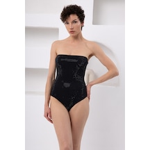 Lapıeno Taşlı Soft Straplez Mayo 4114 Siyah