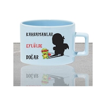 Kahramanlar Bu Ayda Doğar Baskılı Doğum Babalar Günü Hediyelik Dikdörtgen Kulplu Pastel Mavi Fincan Mavi-09