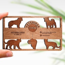 Kişiye Özel Mesleki veteriner Hekim Ahşap Kartvizit (Model 3-1) 5