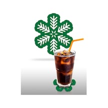 Kartanesi -4 Desenli Yeşil Keçe Bardak Altlığı 6'lı Takım Yeşil