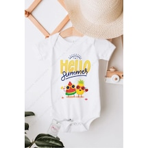 Hediyenza Hello Summer 2 Özel Tasarım Bebek Zıbın Pamuklu Çıtçıtlı Body Beyaz