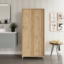 Sürgülü Çok Amaçlı Banyo Dolabı Meşe - Tamamı 1. Kalite Mdf
