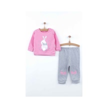 Simli Tavşan Taytlı İkili Takım Pembe
