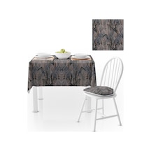 Yaprak Desenli Vizon Antrasit Dijital Baskılı Petek Dokuma Masa Örtüsü 140x220