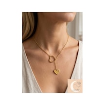 Lunarie İkili Kalp Figürlü Sallantılı Kolye 14k Gold Kararmaz Altın