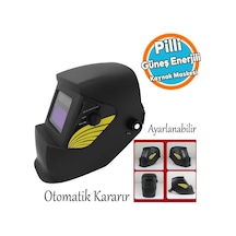 Otomatik Kararan Güneş Enerjili Pilli Baş Maskesi Siperlik Kartuşlu Kaynak Gözlüğü Ayarlanabilir