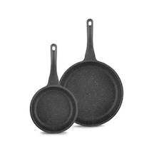 Eda Focus Döküm Granit 2'li Tava Seti Orta Boy 24cm+ Büyük Boy 28cm Siyah