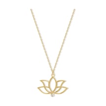 14 Ayar Sarı Altın Lotus Çiçek Kolye