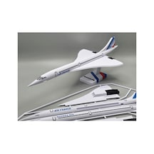 Beyaz Ve Mavi Süpersonik Yolcu Uçağı Kit Kart - Parçalı Yapıda Kendin Yap Dıy Hobi Maketi, Delta Kanatlı Concorde Oyuncak, Havacılık Koleksiyonu İçin Masaüstü Dekor Süsü 20x20 Cm