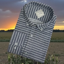 Linen Pamuklu Keten Slim Fit 4 Mevsim Giyilebilen Tek Cepli Gömlek Antrasit