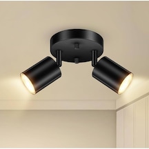 Rsylight Retro Siyah Metal 2 Li Led Spot Tavan Plofyoner 180 Derece Hareketli Beyaz Ampullu Diğer