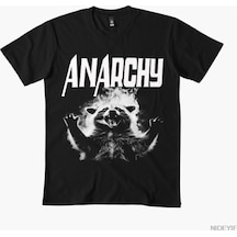 Flood Of Style Anarşi Rakun Komik Garip Garip Olarak Belirli Meme T-shirt Erkekler Kadınlar Için % 100% Pamu Siyah