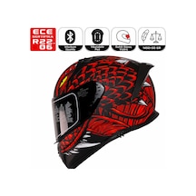 M801 Snake Draglax Kırmızı Motosiklet Kaskı Spoiler Mod Güneş Vizörlü Full Face Kask Çok Renkli