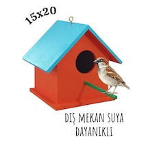 Ahşap Kuş Evi Kuş Yuvası Muhabbet Kuşu Dış Mekan Suya Dayanıklı 15x15x20 Cm