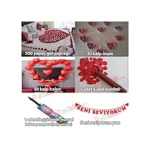 Evlilik Teklifi 500 Gül Yaprağı+ 30 Kalp Mum+ 50 Balon+ 1 Konfeti