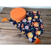 Balkabağı Desenli Runner & Supla Çok Renkli