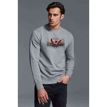 Bullet For My Valentine Hand Baskılı Gri Erkek Örme Sweatshirt