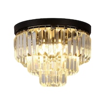 Efsane 40 Lık Kristal Taşlı Siyah Modern Salon Avize