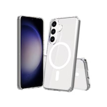 Zore Galaxy S23 Fe Uyumlu Magsafe Şarj Özellikli Şeffaf Sert Pc Ogaa Embos Kılıf-renksiz