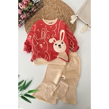 Minigimin Cicileri Miniğimin Cicileri Tavşan Figürlü Pamuklu Kız Bebek 2 Li Takım - Kiremit