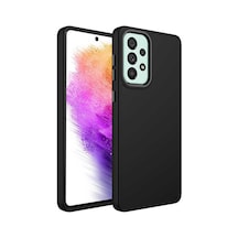 Lexroo Samsung Galaxy Uyumlu A73 Kılıf Metal Çerçeve Ve Buton Tasarımlı Silikon Luna Kılıf - Siyah