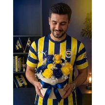 Mumelia Çubuklu Sevdası - Doğal Soya Taraftar Mum Buketi - Sarı-lacivert