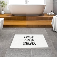 Evaşk Banyo Paspası İpeksi Kadifemsi Halı Yüzey Kaymaz Taban 40x60 BM03640B Beyaz